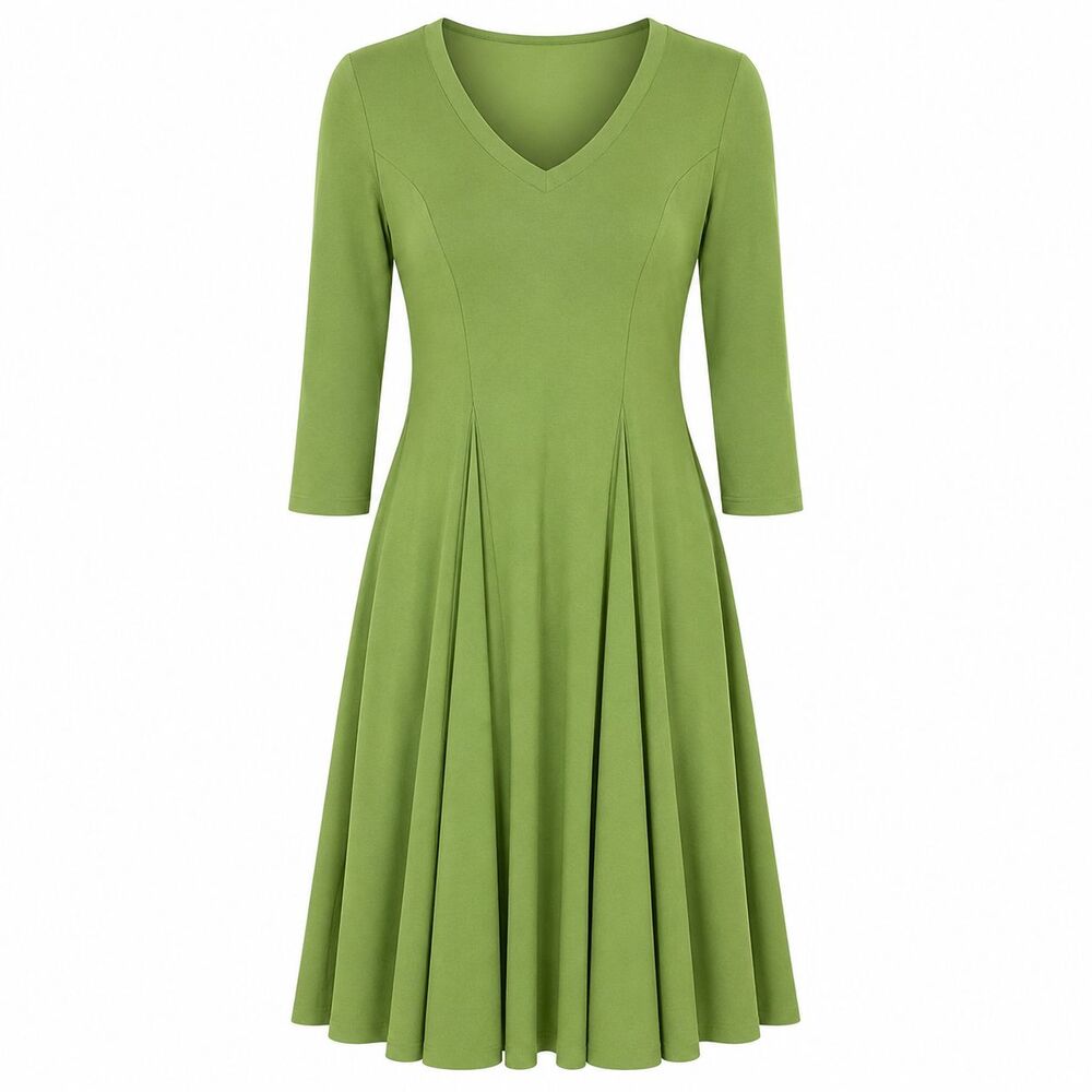 Attitudes By Renee Como Jersey Godet Midi Swing XXS Green Grotto Earthy Boho
